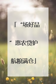 “场好品”惠农贷护航粮满仓