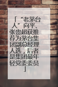 “老茅台人”向平、张贵超获推荐为茅台集团副总经理人选，后者是集团最年轻党委委员