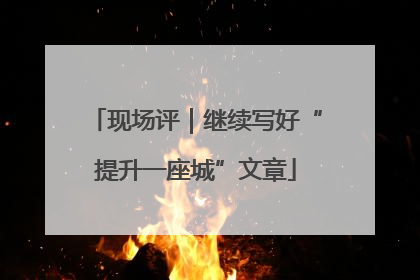 现场评｜继续写好“提升一座城”文章