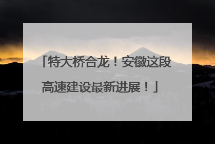 特大桥合龙！安徽这段高速建设最新进展！