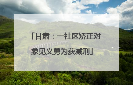 甘肃：一社区矫正对象见义勇为获减刑