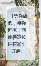 等你放假，接你回家！河南暑运校园直通车开启