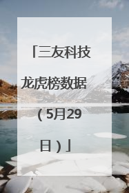 三友科技龙虎榜数据（5月29日）