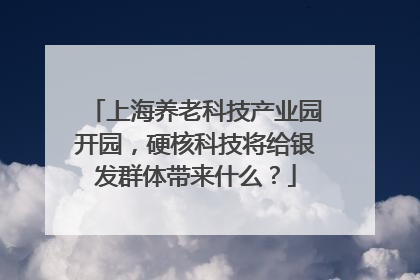 上海养老科技产业园开园，硬核科技将给银发群体带来什么？