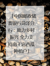 中国邮政储蓄银行菏泽分行：助力乡村振兴 全力支持南王店西瓜种植户
