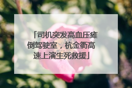 司机突发高血压瘫倒驾驶室，杭金衢高速上演生死救援