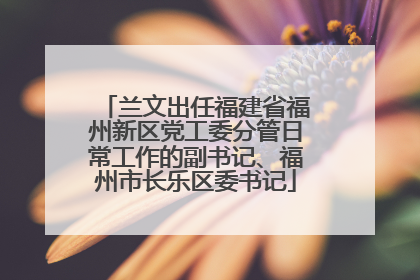 兰文出任福建省福州新区党工委分管日常工作的副书记、福州市长乐区委书记