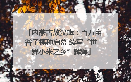 内蒙古敖汉旗：百万亩谷子播种启幕 续写“世界小米之乡”辉煌
