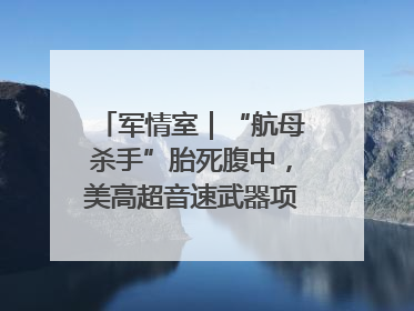 军情室｜“航母杀手”胎死腹中，美高超音速武器项目还有啥？