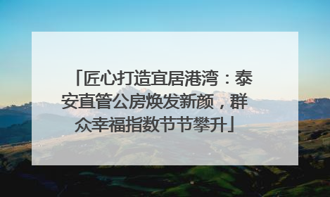 匠心打造宜居港湾：泰安直管公房焕发新颜，群众幸福指数节节攀升