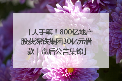大手笔！800亿地产股获深铁集团30亿元借款｜盘后公告集锦