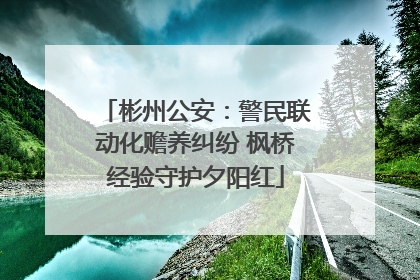 彬州公安：警民联动化赡养纠纷 枫桥经验守护夕阳红