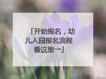 开始报名，幼儿入园报名流程看这里→