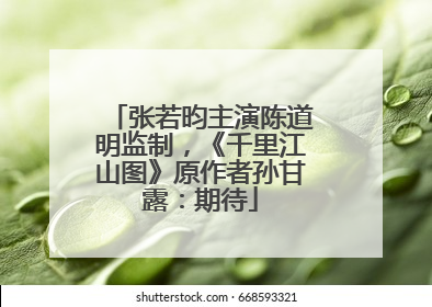 张若昀主演陈道明监制，《千里江山图》原作者孙甘露：期待