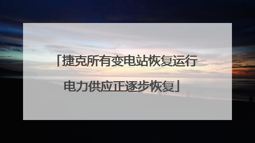 捷克所有变电站恢复运行 电力供应正逐步恢复