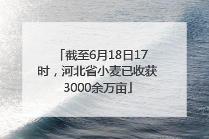 截至6月18日17时，河北省小麦已收获3000余万亩