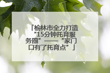 榆林市全力打造“15分钟托育服务圈”——“家门口有了托育点”