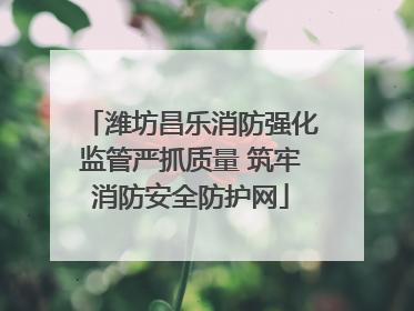 潍坊昌乐消防强化监管严抓质量 筑牢消防安全防护网