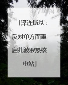 泽连斯基：反对单方面重启扎波罗热核电站