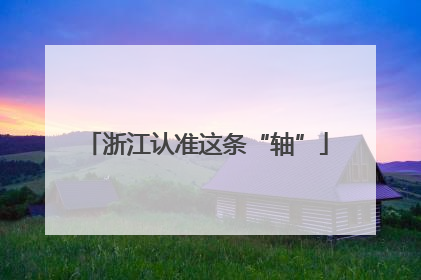 浙江认准这条“轴”