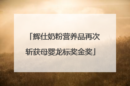 辉仕奶粉营养品再次斩获母婴龙标奖金奖