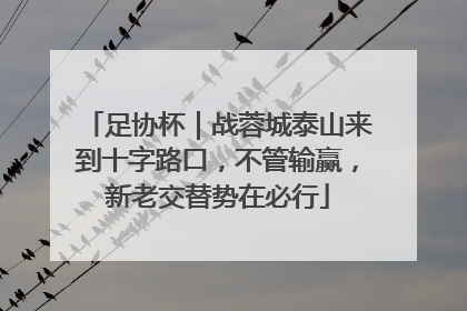 足协杯｜战蓉城泰山来到十字路口，不管输赢，新老交替势在必行