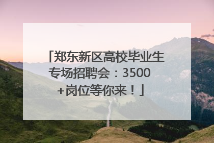 郑东新区高校毕业生专场招聘会：3500+岗位等你来！