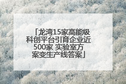 龙湾15家高能级科创平台引育企业近500家 实验室方案变生产线答案