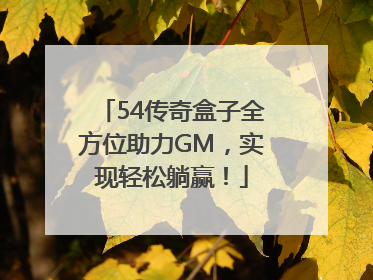 54传奇盒子全方位助力GM，实现轻松躺赢！