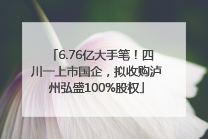 6.76亿大手笔！四川一上市国企，拟收购泸州弘盛100%股权